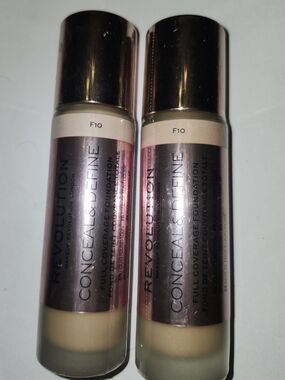 Revolution Conceal & Define Foundation Duo - Beige (F10) Set Of 2 New
